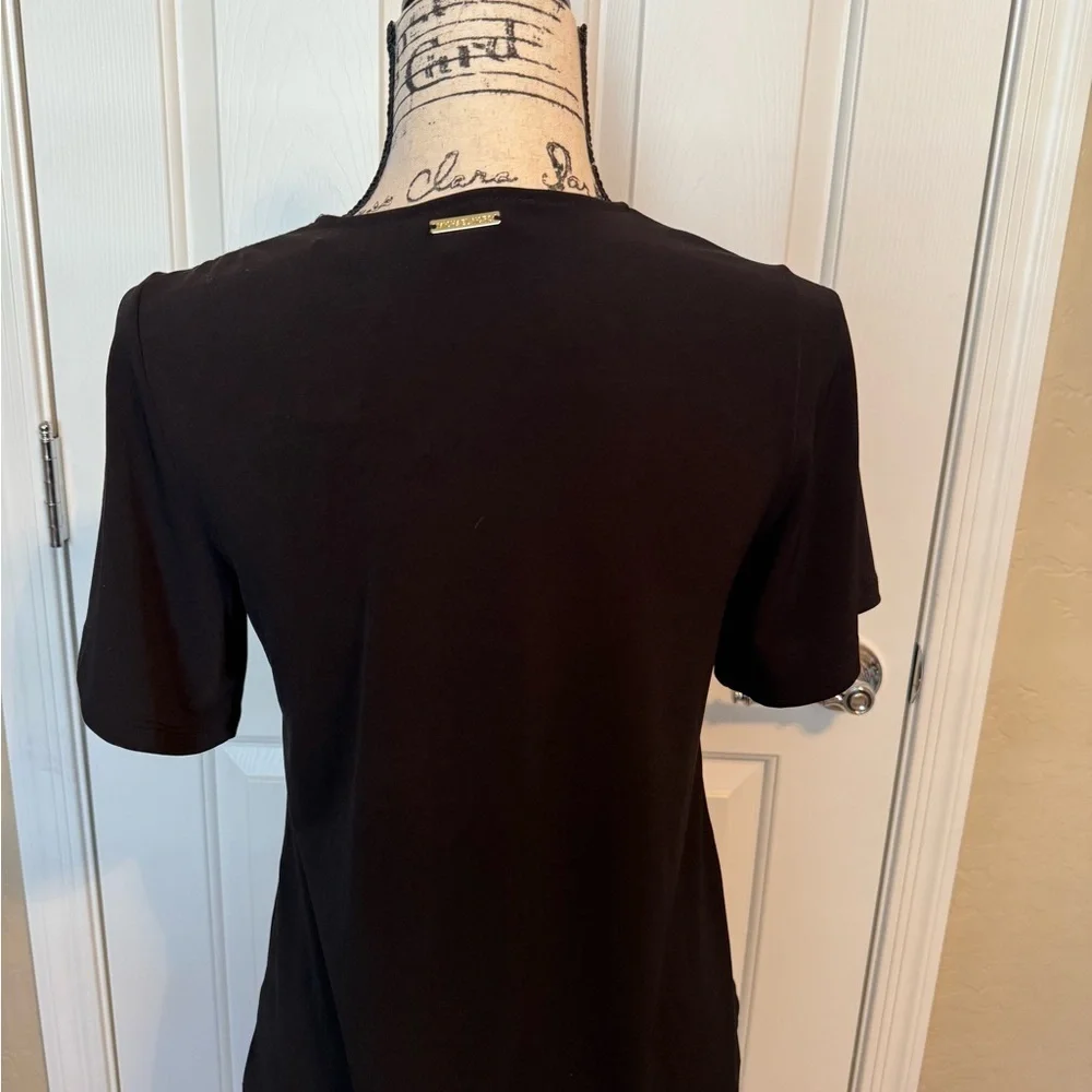 NWT Michael Kors Black Women’s Twist Keyhole Front Blouse Black Petite Small